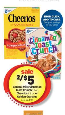 General Mills Cinnamon Toast Crunch, Cheerios, or Golden Grahams