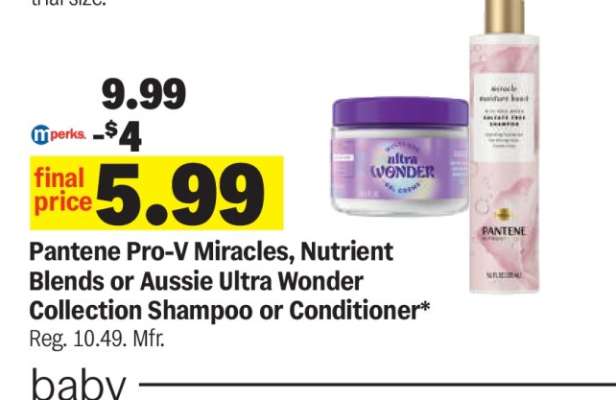Pantene Pro-V Miracles, Nutrient Blends or Aussie Ultra Wonder Collection Shampoo or Conditioner