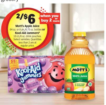 Mott's Apple Juice or Kool-Aid Jammers