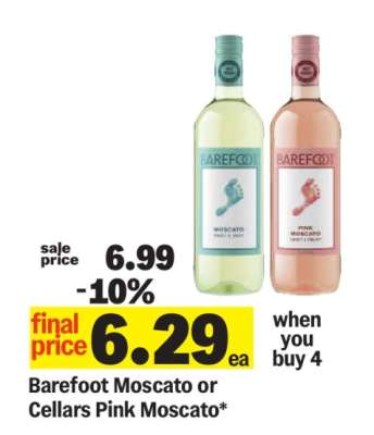 Barefoot Moscato or Cellars Pink Moscato*