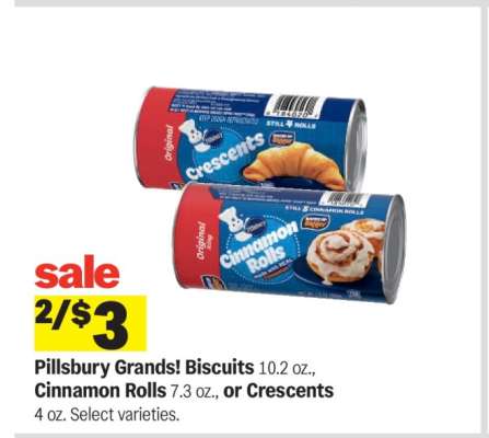 Pillsbury Grands Biscuits, Cinnamon Rolls or Crescents