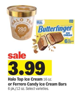 Halo Top Ice Cream or Ferrero Candy Ice Cream Bars