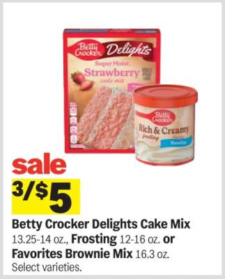 Betty Crocker Delights Cake Mix, Frosting, or Favorites Brownie Mix