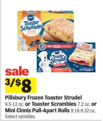 Pillsbury Frozen Toaster Strudel or Toaster Scrambles or Mini Cinnis Pull-Apart Rolls