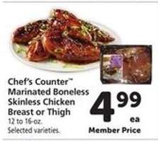 Chef’s Counter Marinated Boneless Skinless Chicken Breast or Thigh