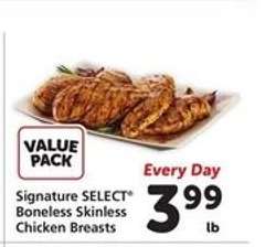 Signature Select Boneless Skinless Chicken Breasts