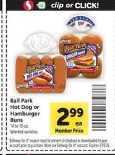 Ball Park Hot Dog or Hamburger Buns
