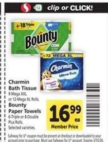 Charmin Bath Tissue or Bounty Paper Towels