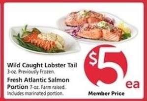 Wild Caught Lobster Tail / Fresh Atlantic Salmon Portion
