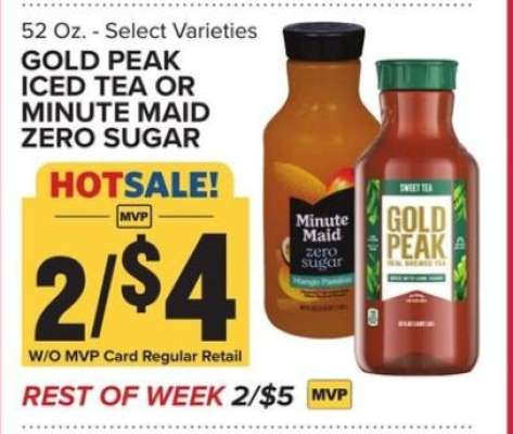 Gold Peak Iced Tea or Minute Maid Zero Sugar