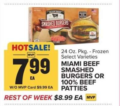 Miami Beef Smashed Burgers or 100% Beef Patties