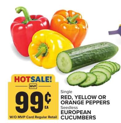 Red, Yellow or Orange Peppers / European Cucumbers
