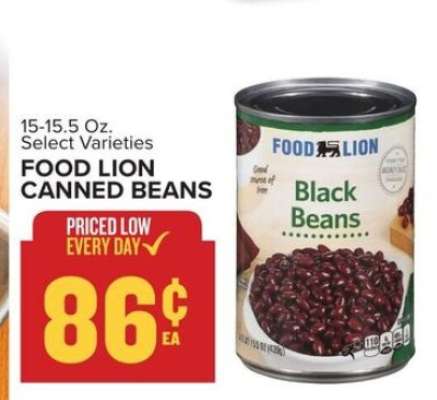 FOOD LION CANNED BEANS