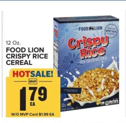 FOOD LION CRISPY RICE CEREAL