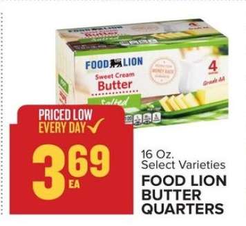 FOOD LION BUTTER QUARTERS