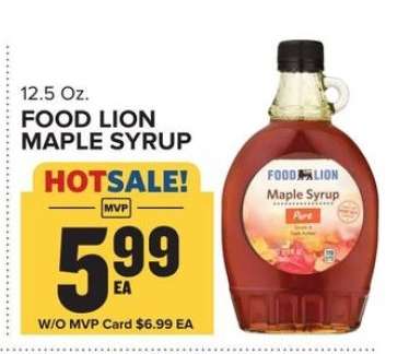 FOOD LION MAPLE SYRUP