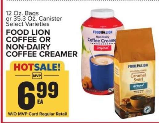 FOOD LION COFFEE OR NON-DAIRY COFFEE CREAMER