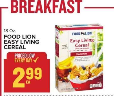 FOOD LION EASY LIVING CEREAL