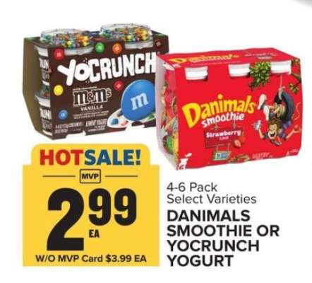 Danimals Smoothie or YoCrunch Yogurt