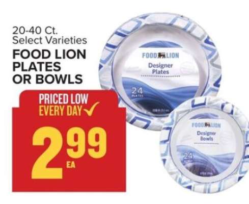 Food Lion Plates or Bowls