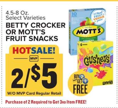 Betty Crocker or Mott's Fruit Snacks