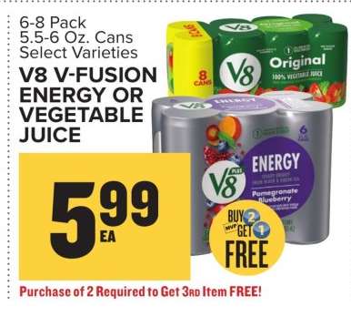 V8 V-Fusion +Energy or Vegetable Juice