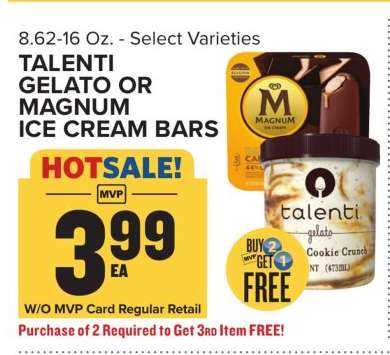 Talenti Gelato or Magnum Ice Cream Bars