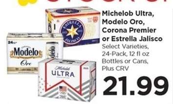 Michelob Ultra, Modelo Oro, Corona Premier or Estrella Jalisco