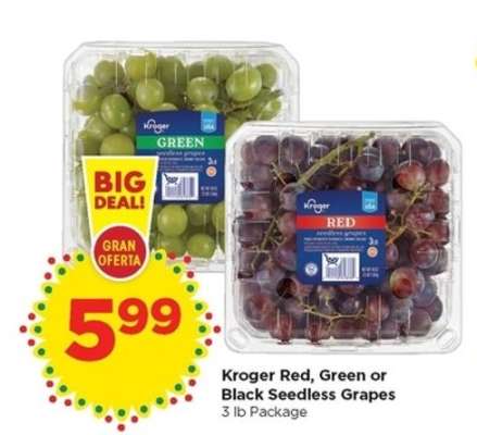 Kroger Red, Green or Black Seedless Grapes