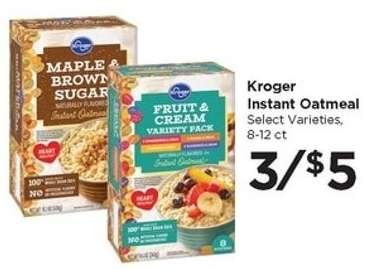 Kroger Instant Oatmeal