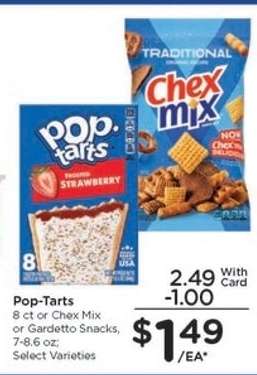 Pop-Tarts or Chex Mix or Gardetto Snacks