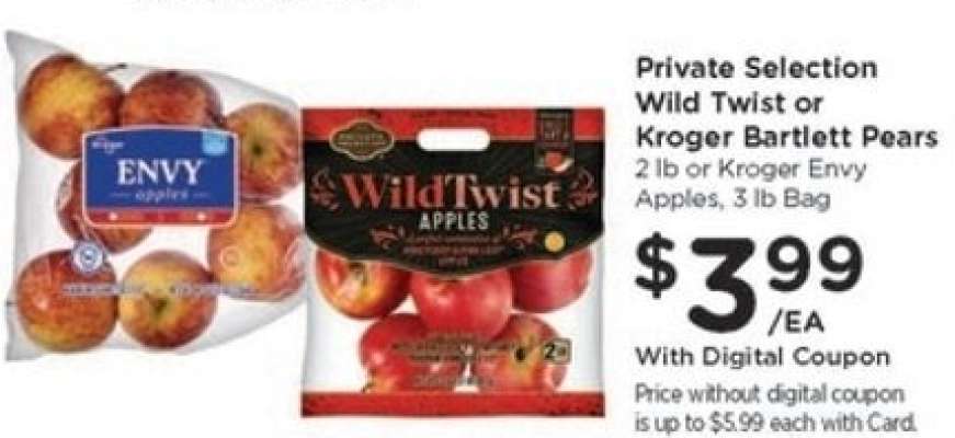 Private Selection Wild Twist or Kroger Bartlett Pears