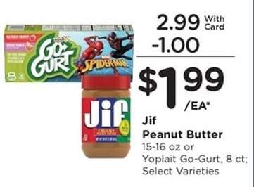 Jif Peanut Butter or Yoplait Go-Gurt