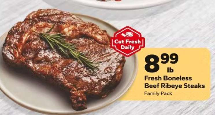 Fresh Boneless Beef Ribeye Steaks