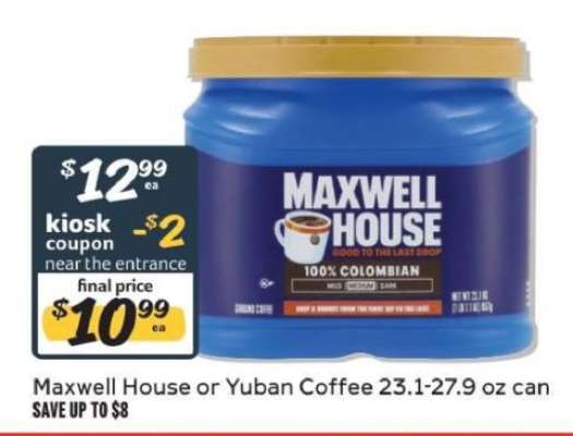Maxwell House or Yuban Coffee