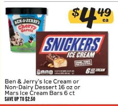 Ben & Jerry's Ice Cream or Non-Dairy Dessert 16 oz or Mars Ice Cream Bars 6 ct