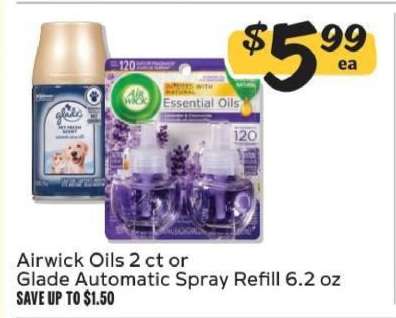 Airwick Oils 2 ct or Glade Automatic Spray Refill 6.2 oz