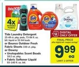 Tide Laundry Detergent or Bounce or Downy