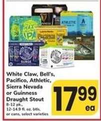 White Claw, Bell's, Pacifico, Athletic, Sierra Nevada or Guinness Draught Stout