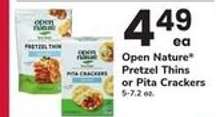 Open Nature Pretzel Thins or Pita Crackers
