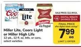 Miller Lite, Coors Light or Miller High Life