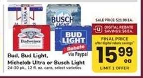 Bud, Bud Light, Michelob Ultra or Busch Light