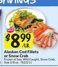Alaskan Cod Fillets or Snow Crab