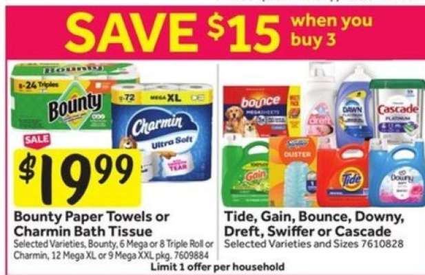 Bounty Paper Towels or Charmin Bath Tissue