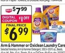 Arm & Hammer or Oxiclean Laundry Care