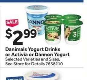 Danimals Yogurt Drinks or Activia or Dannon Yogurt