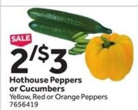 Hothouse Peppers or Cucumbers