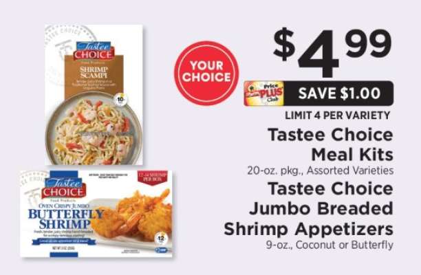 Tastee Choice Meal Kits & Jumbo Breaded Shrimp Appetizers
