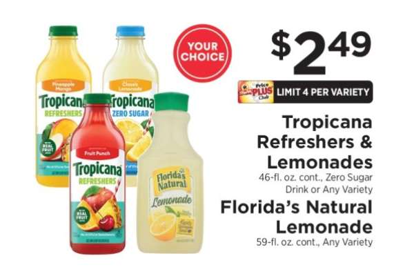Tropicana Refreshers & Lemonades, Florida's Natural Lemonade
