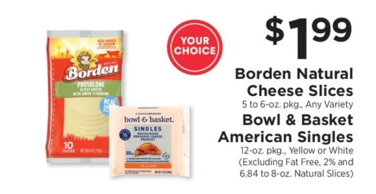 Borden Natural Cheese Slices / Bowl & Basket American Singles